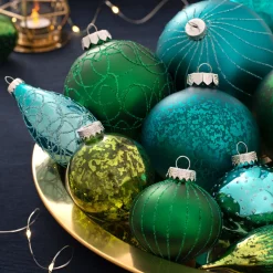 WeRChristmas Emerald Green Glass Baubles, 3 Pack, 11 Cm^ Glass Baubles