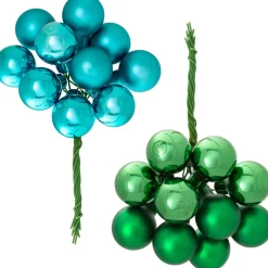 WeRChristmas Emerald Green Glass Berry Cluster Baubles, 5 Pack^ Glass Baubles