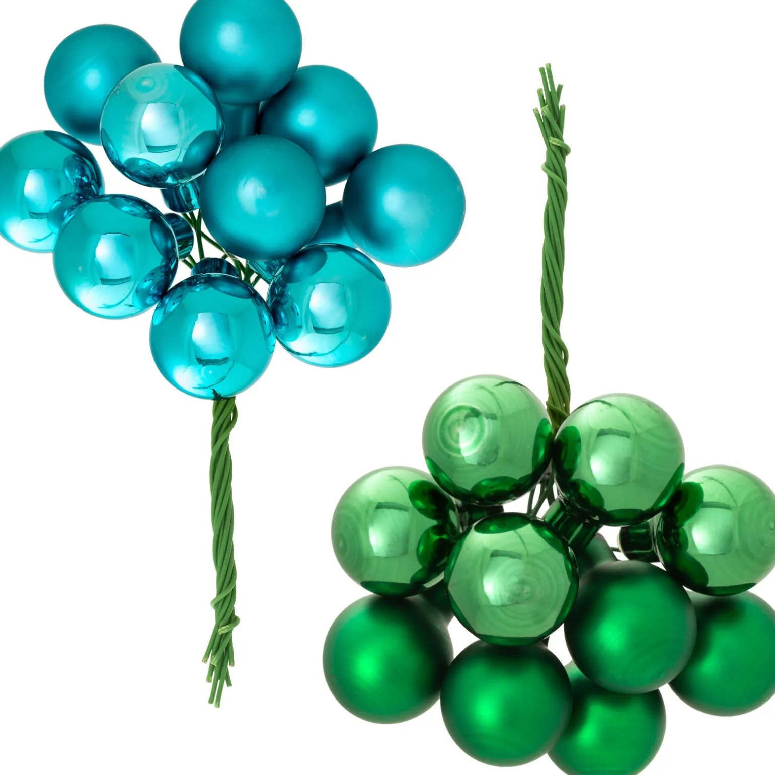 WeRChristmas Emerald Green Glass Berry Cluster Baubles, 5 Pack^ Glass Baubles