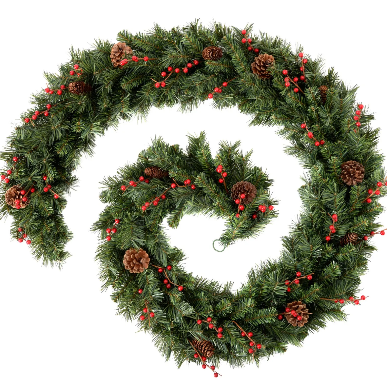 WeRChristmas Extra Thick Mixed Pine Garland, Pinecones & Berries, 9 Ft^ Decorated Garlands