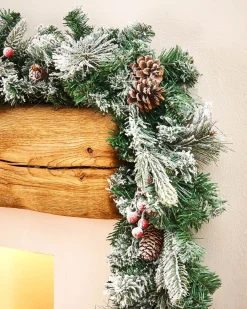 WeRChristmas Extra Thick Mixed Pine Snow Flocked Garland, 9 Ft^ Plain Garlands|Snow Flocked Garlands