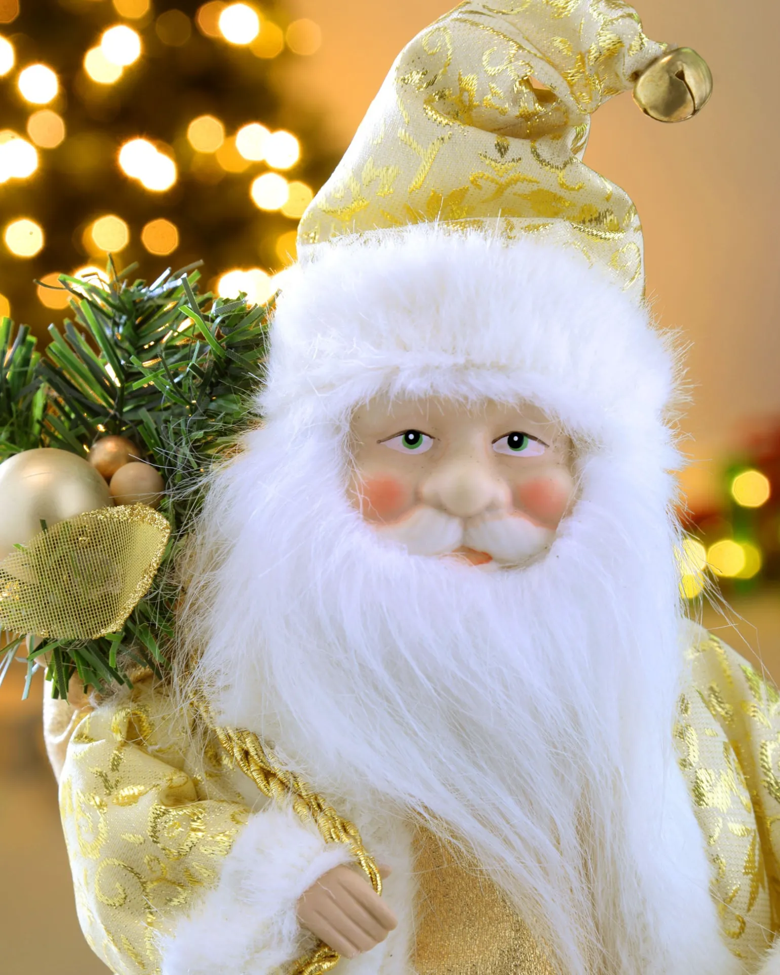 WeRChristmas Father Christmas Tree Topper, Cream/Gold, 30 Cm^ Tree Toppers