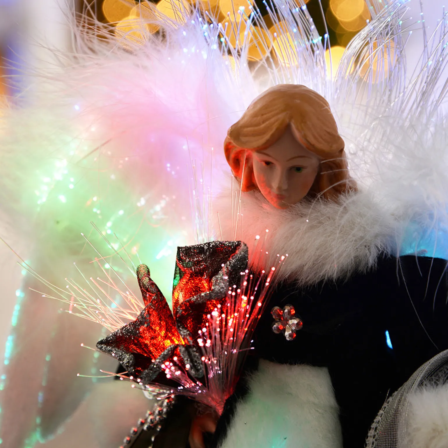 WeRChristmas Fibre Optic Angel Christmas Tree Topper, Black/Silver, 25 Cm^ Tree Toppers