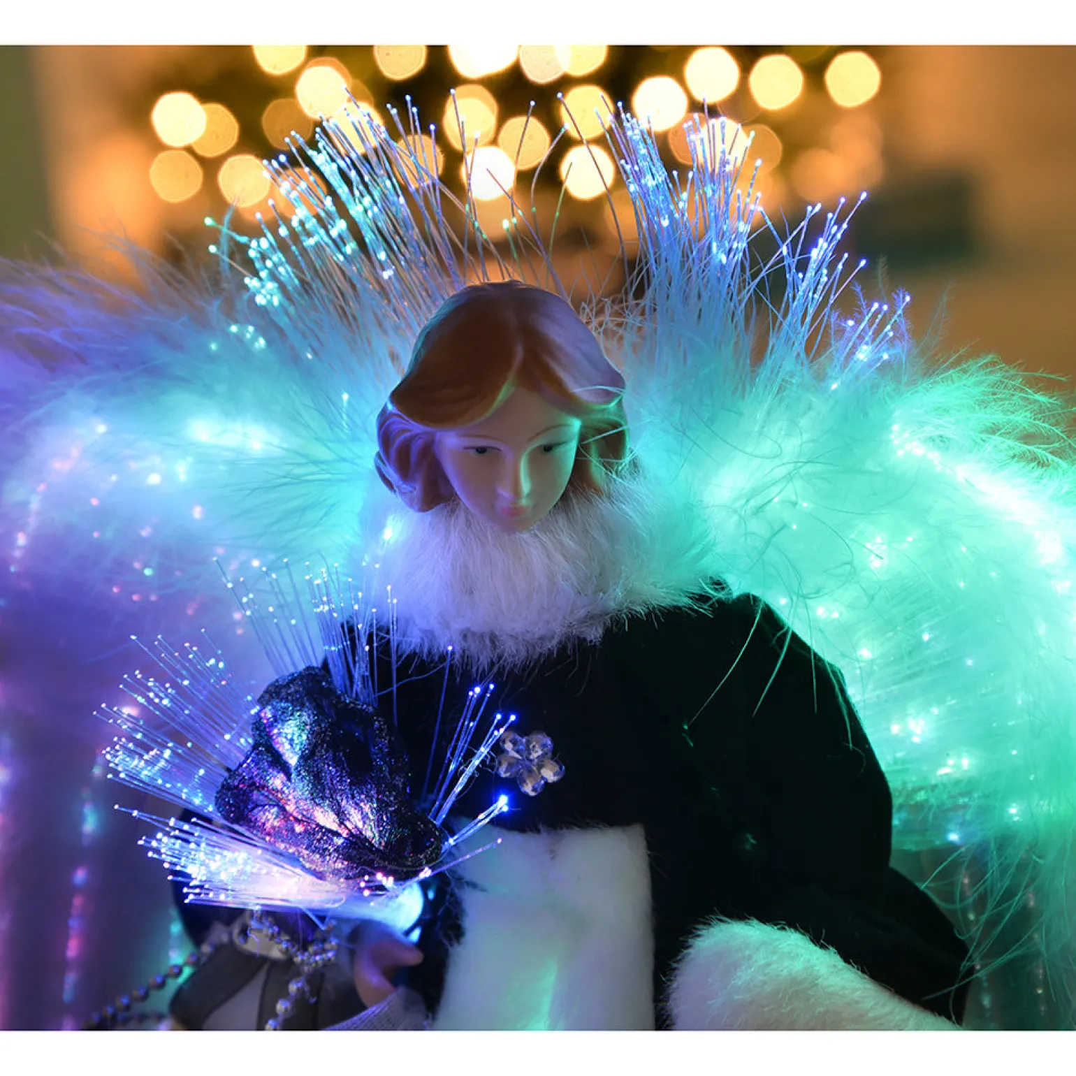 WeRChristmas Fibre Optic Angel Christmas Tree Topper, Black/Silver, 25 Cm^ Tree Toppers