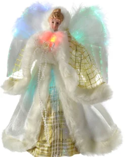 WeRChristmas Fibre Optic Angel Christmas Tree Topper, Cream/Gold, 25 Cm^ Tree Toppers
