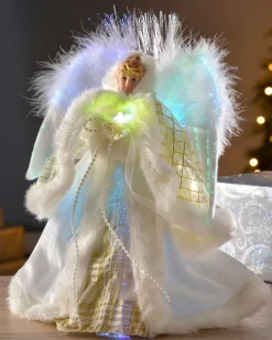 WeRChristmas Fibre Optic Angel Christmas Tree Topper, Cream/Gold, 25 Cm^ Tree Toppers