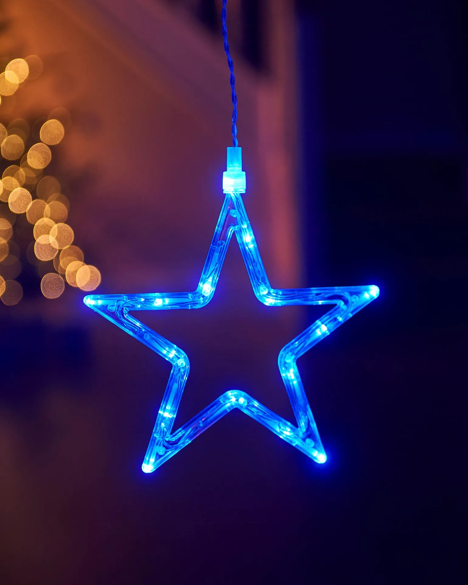 WeRChristmas Flashing Star Curtain Net Light, Blue, 2 M^ Window Silhouettes|Curtain & Net Lights