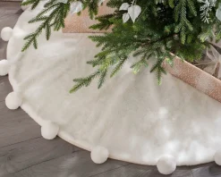 WeRChristmas Fur Pom Pom Tree Skirt, Cream, 120 Cm^ Skirts & Collars