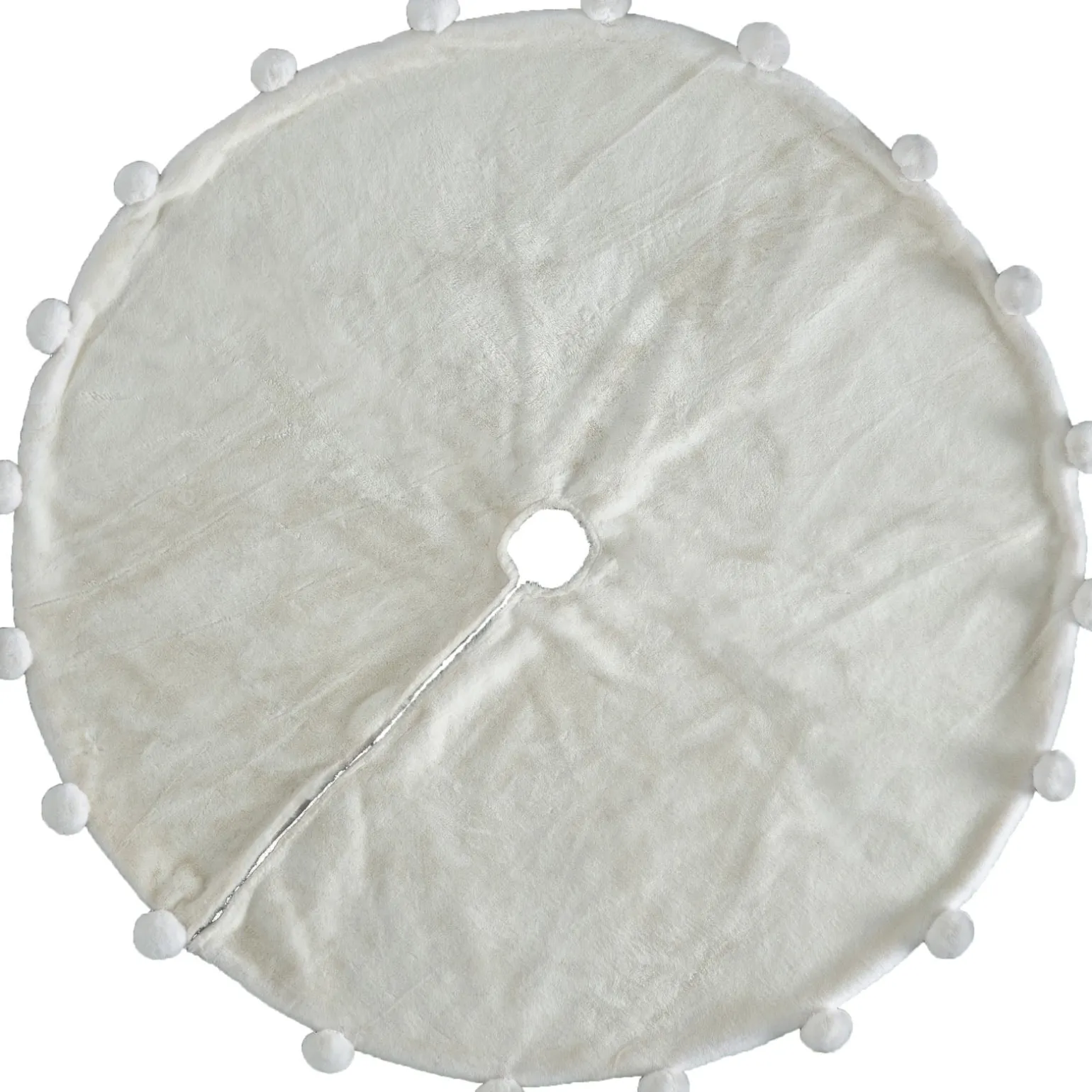 WeRChristmas Fur Pom Pom Tree Skirt, Cream, 120 Cm^ Skirts & Collars
