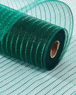 WeRChristmas Green Mesh With Green Foil, 9 M^ Deco Mesh