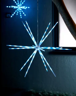 WeRChristmas Hanging Starburst Decoration, Ice White, 51 Cm^ Festive Star, Snowflake & Sign Lights