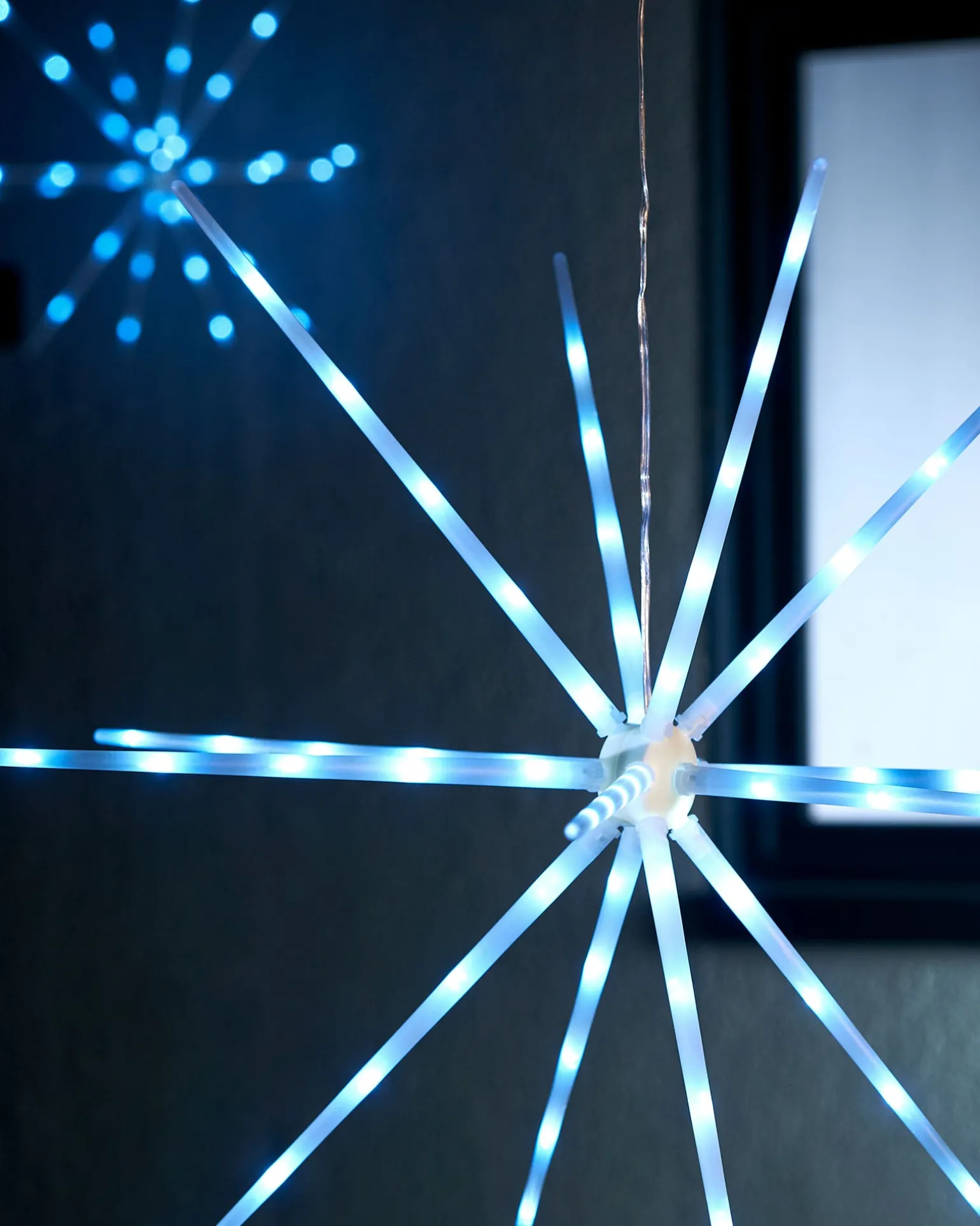 WeRChristmas Hanging Starburst Decoration, Ice White, 51 Cm^ Festive Star, Snowflake & Sign Lights