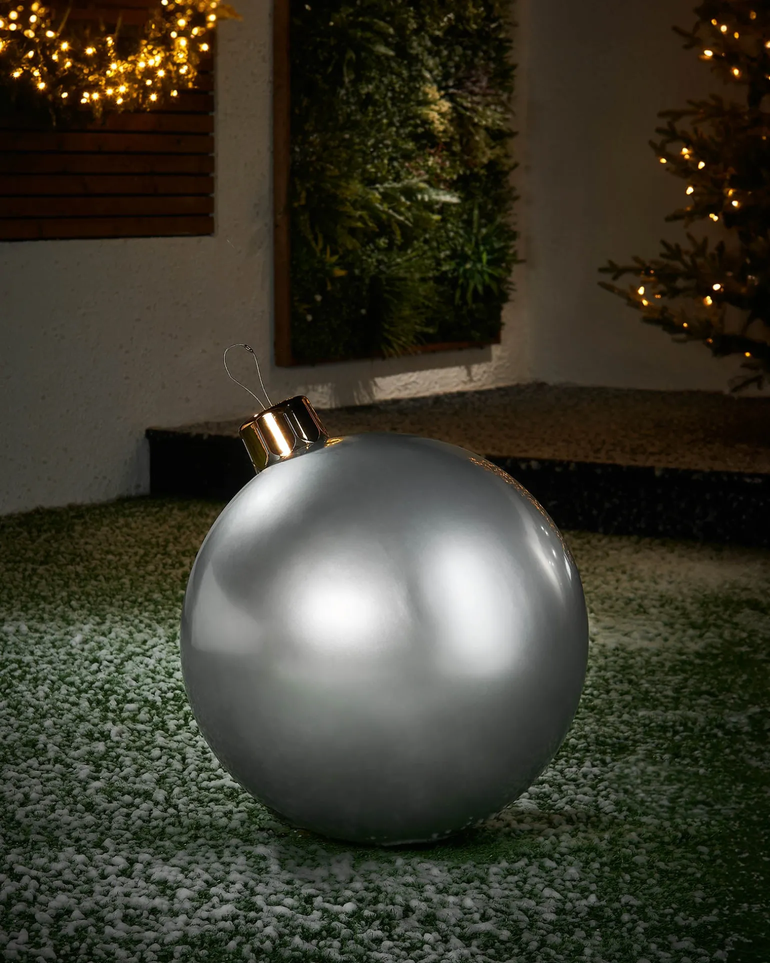 WeRChristmas Inflatable Christmas Bauble, Silver, 45 Cm^ Inflatables|Outdoor Inflatable Baubles