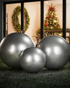 WeRChristmas Inflatable Christmas Bauble, Silver, 66 Cm^ Inflatables|Outdoor Inflatable Baubles