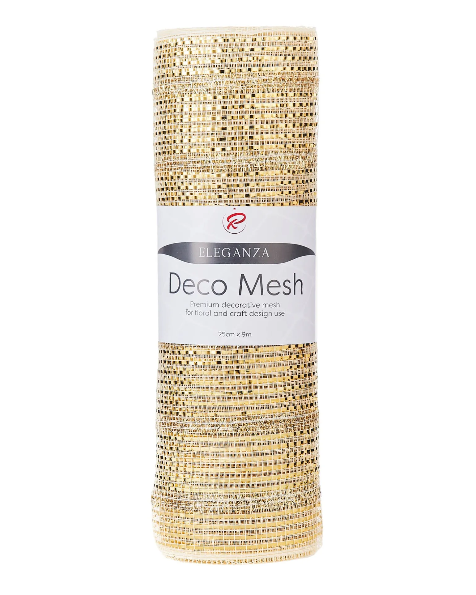 WeRChristmas Ivory Mesh With Pale Gold Foil, 9 M^ Deco Mesh