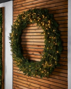 WeRChristmas LINK PRO Connectable Pre-Lit Natural Fir Wreath, 1.2 M^ Link Pro|Plain Wreaths