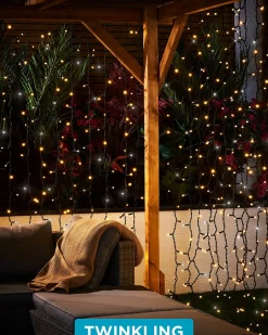 WeRChristmas LINK PRO LED Curtain Lights, Black Cable, 2.5 M Drop, Warm White / White^ Link Pro|Curtain & Net Lights
