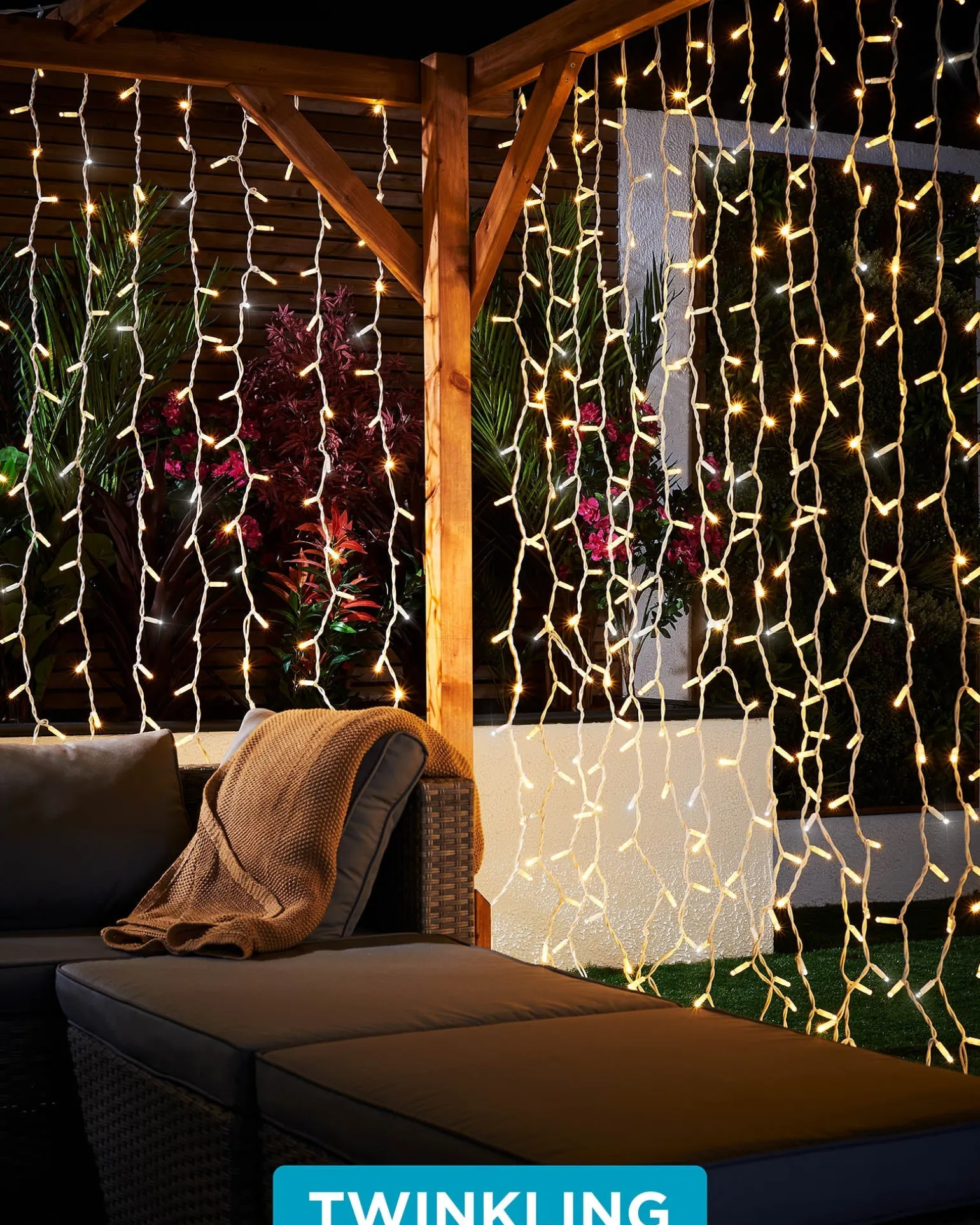 WeRChristmas LINK PRO LED Curtain Lights, White Cable, 2.5 M Drop, Warm White / White^ Link Pro|Curtain & Net Lights