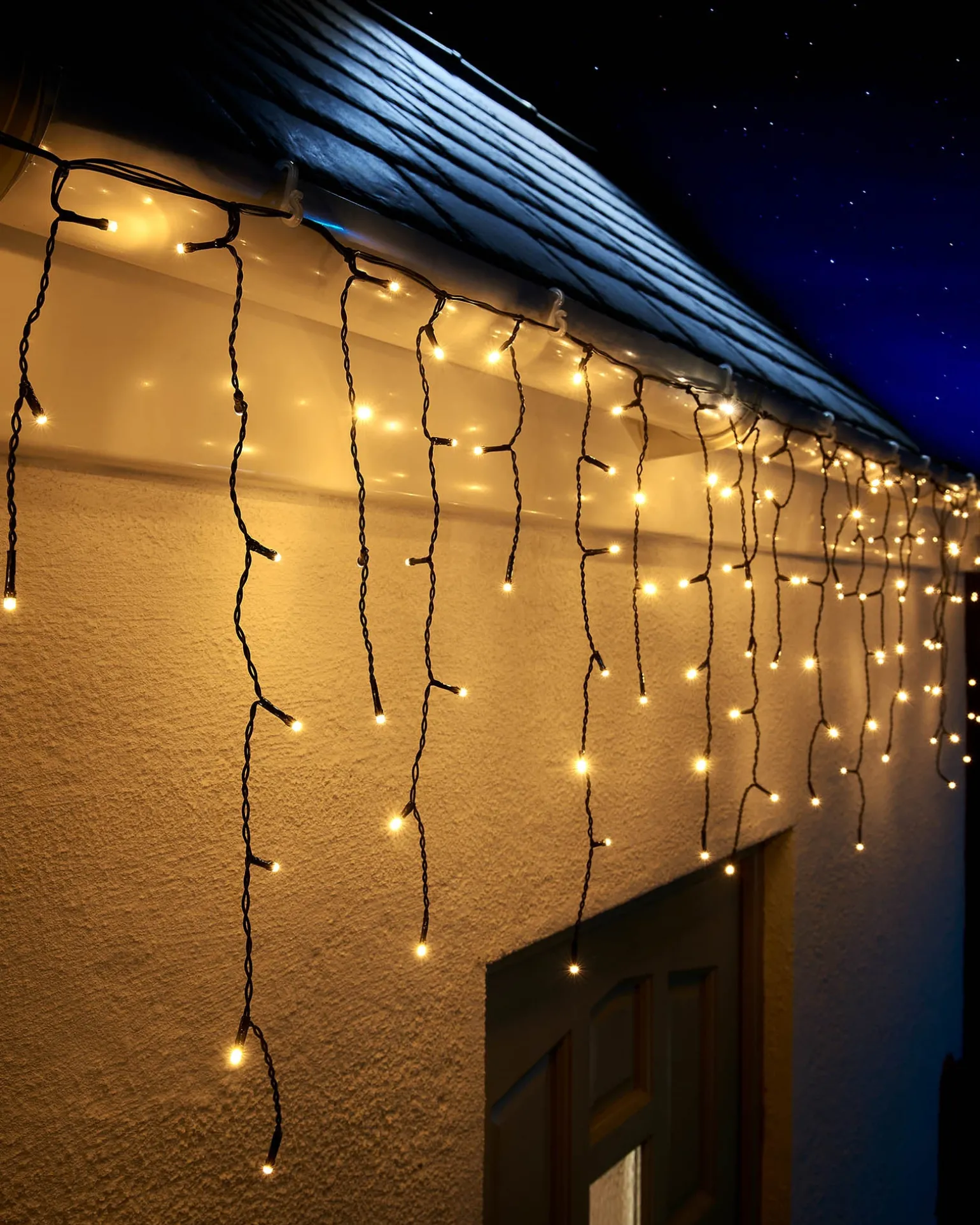 WeRChristmas LINK UP LED Icicle Lights, Black Cable, Warm White^ Link Up|Icicle Lights