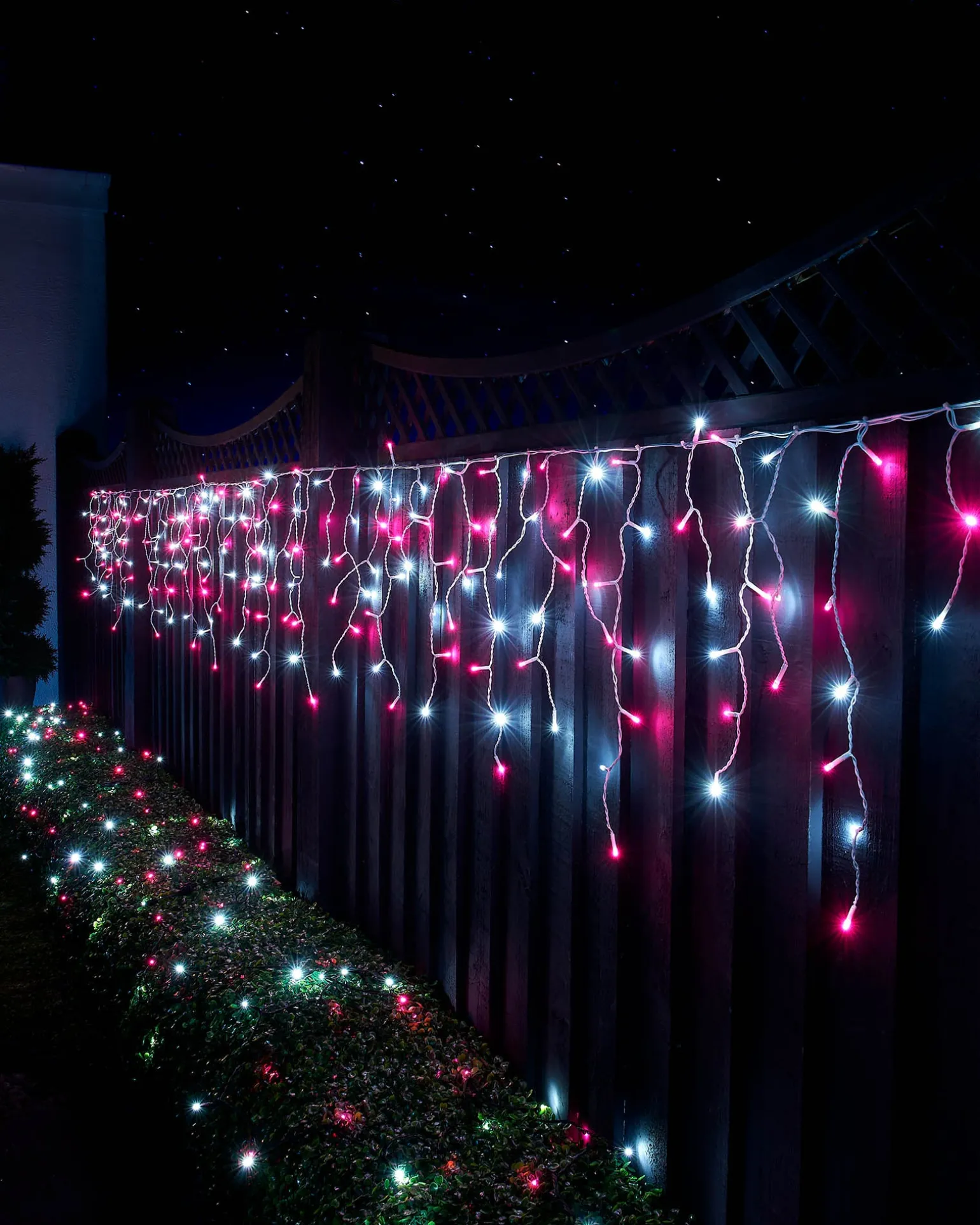 WeRChristmas LINK UP LED Icicle Lights, White Cable, Pink / White^ Link Up|Icicle Lights