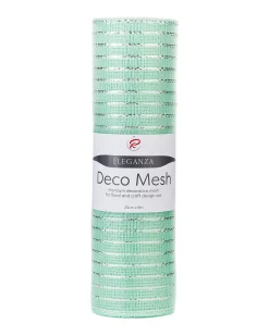 WeRChristmas Mint Green Mesh With Silver Foil, 9 M^ Deco Mesh