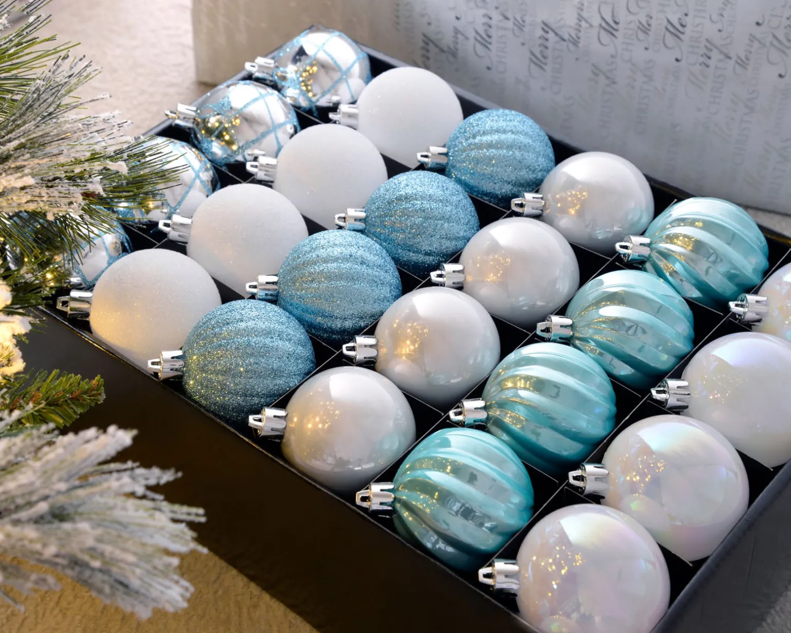 WeRChristmas Multi Blue Shatterproof Baubles, 48 Pack, 6 Cm^ Shatterproof Baubles