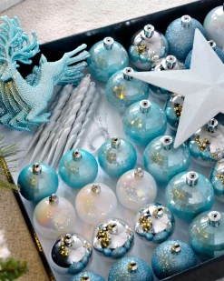 WeRChristmas Multi Blue Shatterproof Baubles Set, 50 Pack^ Shatterproof Baubles