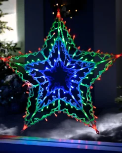 WeRChristmas Multi-Colour Chasing Star Silhouette, 51 Cm^ Window Silhouettes|Festive Star, Snowflake & Sign Lights