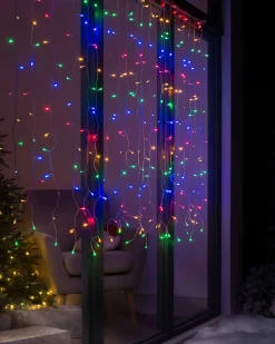 WeRChristmas Multi-Function 300 LED Connectable Curtain Light String, Multi-Coloured^ Connectable Lights