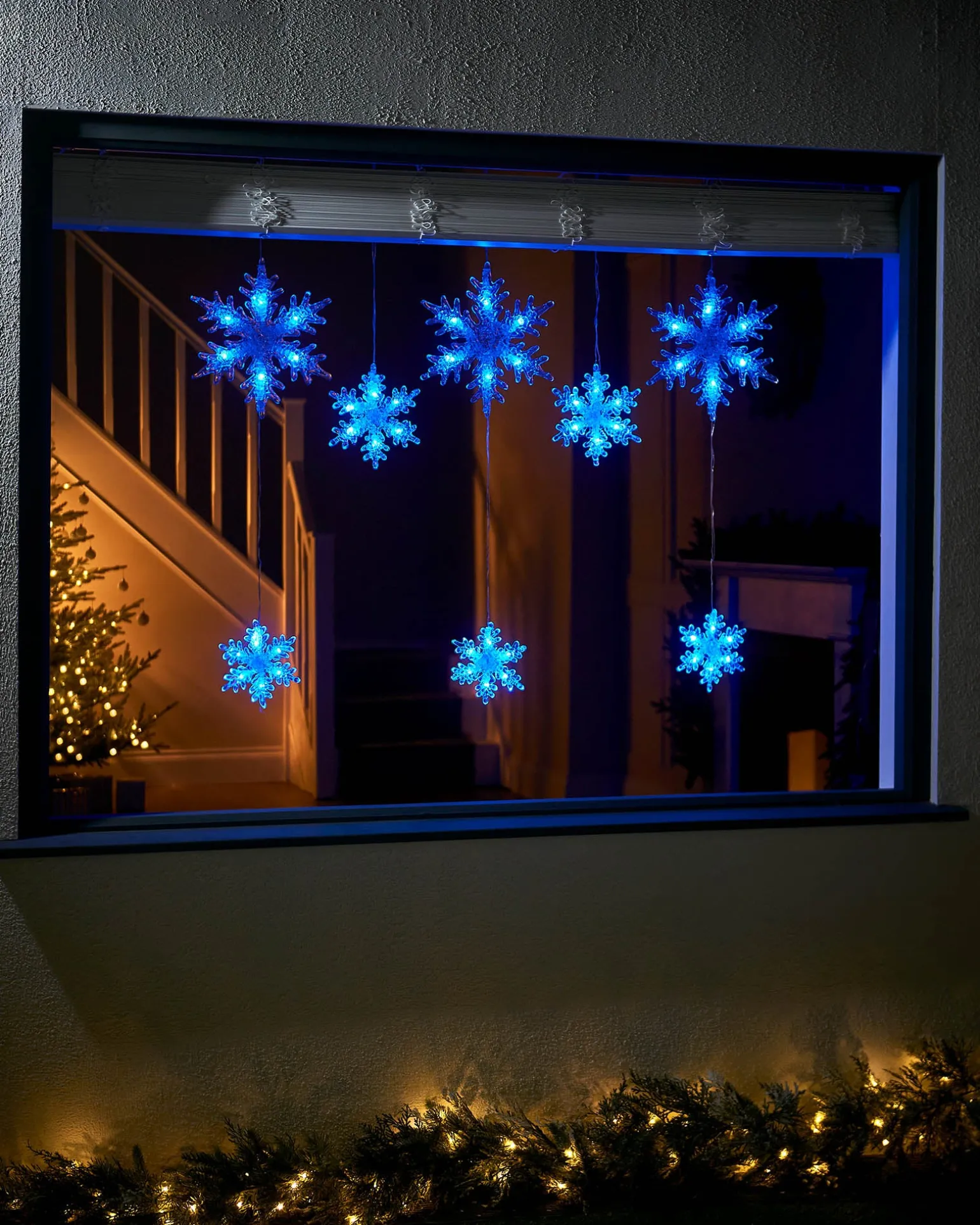 WeRChristmas Multi-Function Snowflake Curtain Light, Blue, 1.6 M^ Window Silhouettes|Curtain & Net Lights