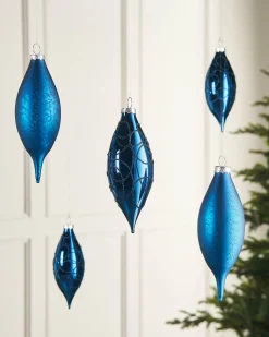 WeRChristmas Navy Blue Glass Baubles, 5 Pack, 15 Cm^ Glass Baubles