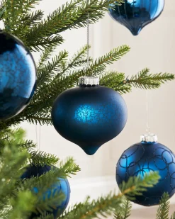 WeRChristmas Navy Blue Glass Baubles, 6 Pack, 10 Cm^ Glass Baubles