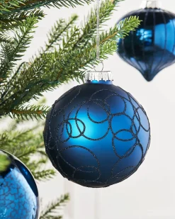 WeRChristmas Navy Blue Glass Baubles, 6 Pack, 10 Cm^ Glass Baubles
