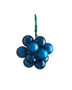 WeRChristmas Navy Blue Glass Berry Cluster Baubles, 10 Pack^ Glass Baubles
