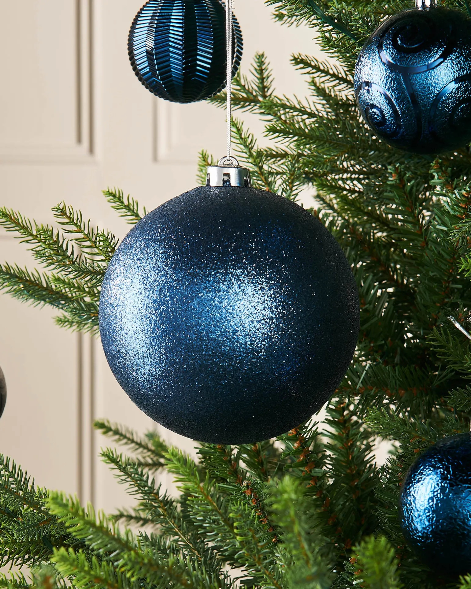 WeRChristmas Navy Blue Large Glitter Shatterproof Bauble, 15 Cm^ Oversized Baubles|Shatterproof Baubles