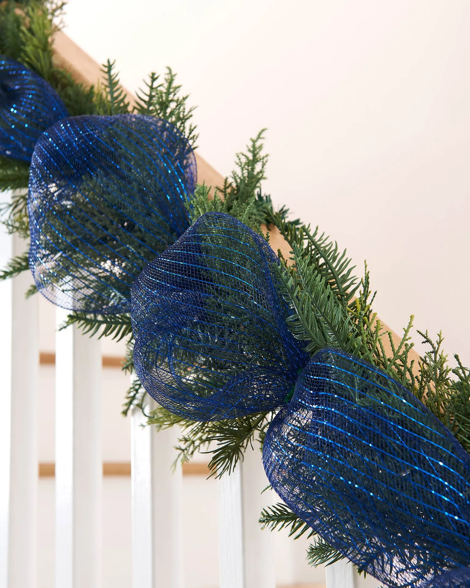 WeRChristmas Navy Blue Mesh With Navy Blue Foils, 9 M^ Deco Mesh