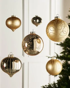 WeRChristmas Pale Gold Glass Baubles, 6 Pack, 10 Cm^ Glass Baubles