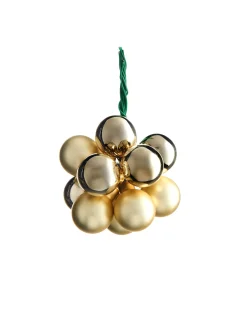 WeRChristmas Pale Gold Glass Berry Cluster Baubles, 10 Pack^ Glass Baubles