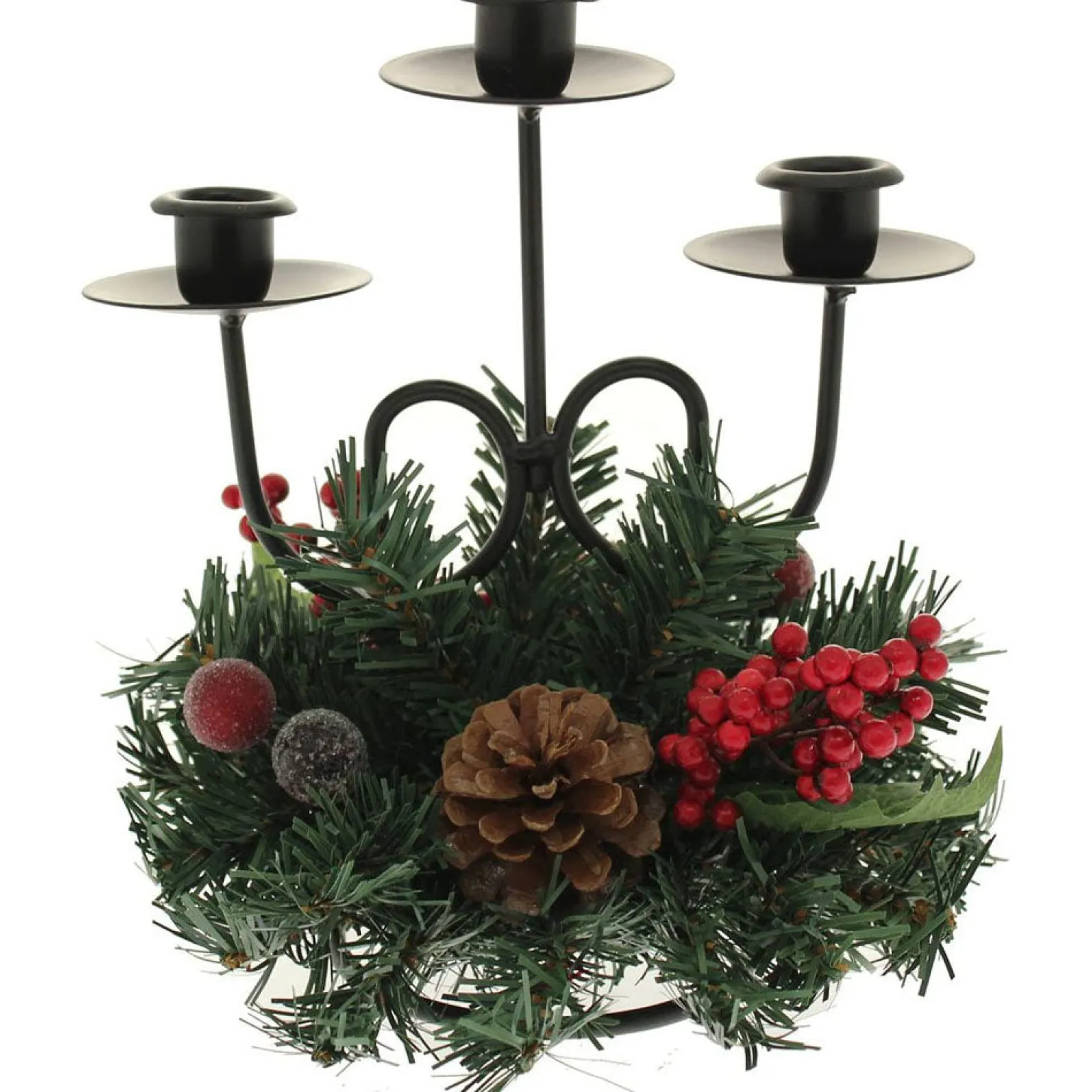 WeRChristmas Pinecone And Berry Single Pillar Candle Holder, Triple Tape^ Table Decorations|Candle Holder Garlands