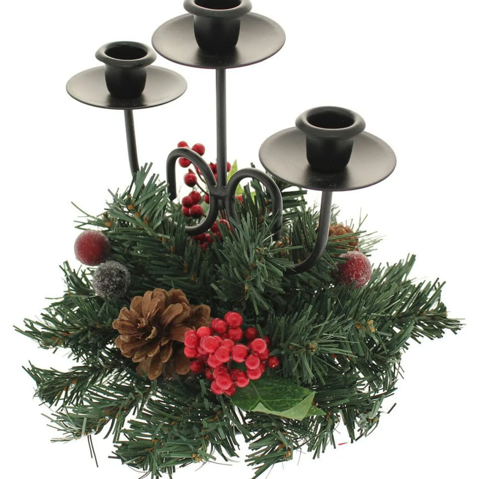 WeRChristmas Pinecone And Berry Single Pillar Candle Holder, Triple Tape^ Table Decorations|Candle Holder Garlands