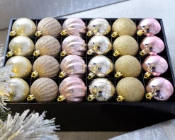 WeRChristmas Pink/Champagne Shatterproof Baubles, 48 Pack, 6 Cm^ Shatterproof Baubles