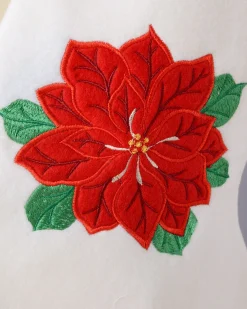 WeRChristmas Poinsettia Embroidered Stocking, Red/White, 48 Cm^ Novelty
