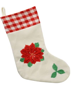 WeRChristmas Poinsettia Embroidered Stocking, Red/White, 48 Cm^ Novelty