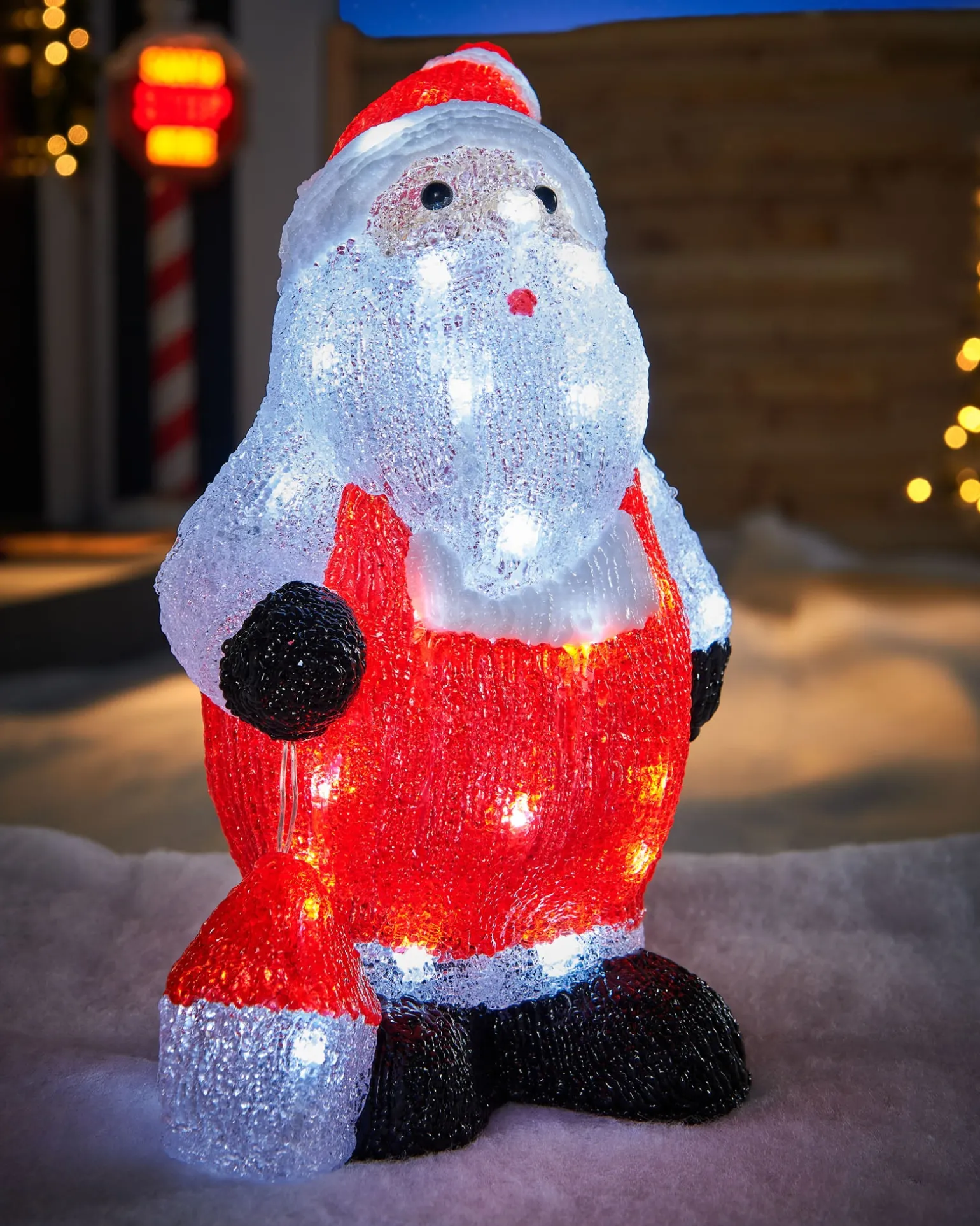 WeRChristmas Pre-Lit Acrylic Santa With Lantern, 35 Cm^ Christmas Characters