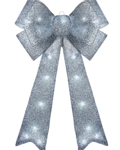 WeRChristmas Pre-Lit Bow Tree Topper, Silver, 60 Cm^ Tree Toppers