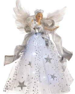 WeRChristmas Pre-Lit Christmas Angel Tree Topper, White, 43 Cm^ Tree Toppers
