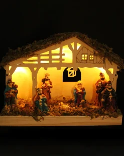 WeRChristmas Pre-Lit Christmas Wooden Nativity Scene, 26 Cm^ Table Decorations