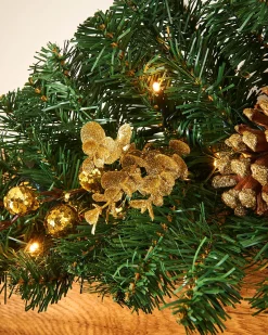 WeRChristmas Pre-Lit Decorated Arch Garland, Cream/Gold, 3 Ft^ Decorated Garlands|Pre Lit Garlands
