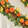 WeRChristmas Pre-Lit Decorated Garland, Apples & Peaches, 9 Ft^ Decorated Garlands|Pre Lit Garlands