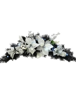 WeRChristmas Pre-Lit Decorated Garland Arch, Black/Silver, 3 Ft^ Decorated Garlands|Pre Lit Garlands
